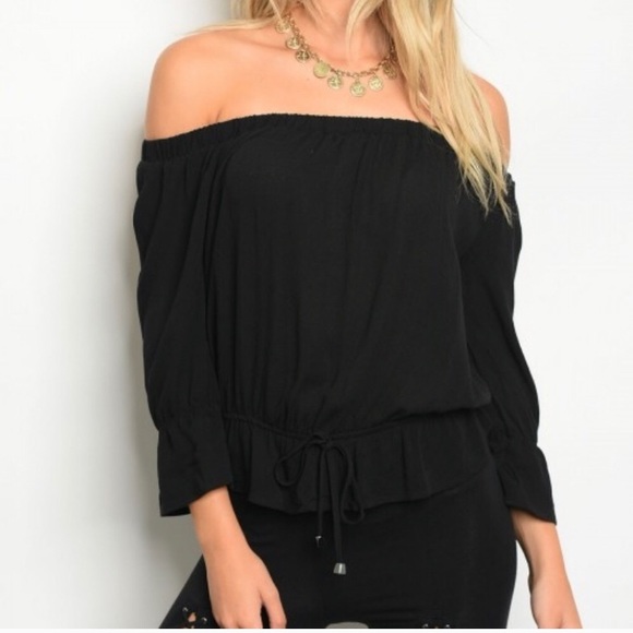 NEW Black off the shoulder top - Picture 2 of 3